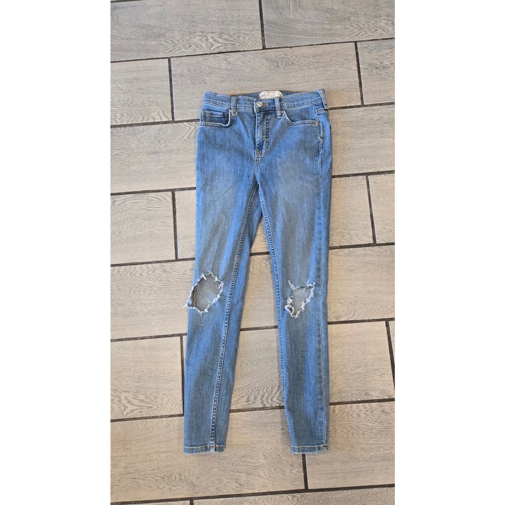 Free People Distressed Skinny‎ Jeans Women’s Size 25 Blue Raw fp702